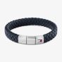 Tommy Hilfiger Navy Braided Stainless Steel Clasp Leather Bracelet 2790660