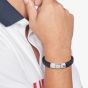 Tommy Hilfiger Navy Braided Stainless Steel Clasp Leather Bracelet 2790660