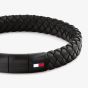 Tommy Hilfiger Black Clasp Braided Leather Bracelet 2790662