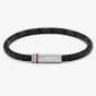 Tommy Hilfiger Printed Cord Black Leather 19cm Bracelet 2790704
