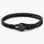 Tommy Hilfiger Nautical Black Double Braided Leather Bracelet 2790693