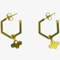 Yellow Gold Plated Cubic Zirconia Hexagonal Tiny Bee Hoop Earrings BEH-YGP-CZ