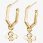 9ct Yellow Gold Diamond Hexagonal Tiny Bee Hoop Earrings BEH-9YG-D