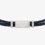 Emporio Armani Essentials Stainless-Steel and Blue Leather Two Row Logo ID Bracelet EGS2995040