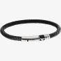 Emporio Armani Black Rope & Silver Logo Bracelet EGS1624001 (19CM)