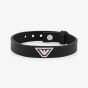 Emporio Armani Black Leather Stainless Steel Logo Bracelet EGS3128040