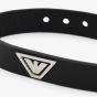 Emporio Armani Black Leather Stainless Steel Logo Bracelet EGS3128040