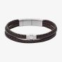 Fossil Townsman Vintage Multi Strand Brown Bracelet JF02934040