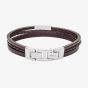 Fossil Townsman Multi Strand Brown Leather Bracelet JF03323040