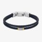 Fossil Machine Knurled Blue Leather Bracelet JF04703998