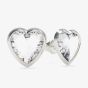 Guess With Love Silver Tone Heart Crystal Stud Earrings UBE70039