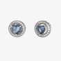 Guess Mama Non Mama Silver Tone Blue Crystal Heart Halo Stud Earrings UBE04669RHLS