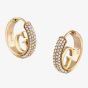 Guess Crazy G Logo Gold Plated Crystal Hoop Earrings JUBE03299JW YG