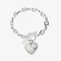 Guess In My Heart Silver Tone Crystal Heart Wave Charm T-Bar Bracelet UBB04496RHL