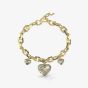 Guess In My Heart Gold Tone Crystal Charm Link Chain Bracelet UBB04500YGL