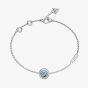 Guess Mama Non Mama Silver Tone Blue Crystal Heart Halo Bracelet UBB04668RHLSL