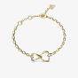 Guess Mon Amour Gold Tone Crystal Two Heart Link Bracelet UBB04618YGL