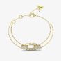 Guess Stylish Gold Tone Crystal Link Double Chain Bracelet UBB04581YGS