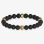 Guess Lion King Gold-Tone & Black Beads Bracelet UMB01303YG