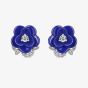 Fei Liu Blossom Cubic Zirconia & Blue Ceramic Flower Necklace & Earrings Jewellery Set BLO-925R-901-BLCZ