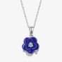 Fei Liu Blossom Cubic Zirconia & Blue Ceramic Flower Necklace & Earrings Jewellery Set BLO-925R-901-BLCZ