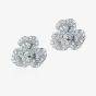 Fei Liu Peony Rhodium Plated Plated Cubic Zirconia Flower Stud Earrings PEO-925R-203-CZ00