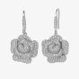 Fei Liu Peony Rhodium Plated Plated Cubic Zirconia Flower Dropper Earrings PEO-925R-202-CZ00