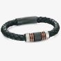Fred Bennett Multi-colour Stainless Steel Beaded Black Leather Bracelet B4377
