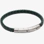 Fred Bennett Black & Forest Green Recycled Plaited Leather Bracelet B5375