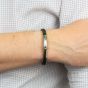 Fred Bennett Black & Forest Green Recycled Plaited Leather Bracelet B5375