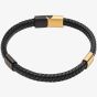 Fred Bennett Reborn Recycled Black Woven Leather 22cm Bracelet B5409