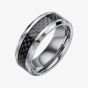 Fred Bennett Tungsten & Black Fibre Stripe Ring R3885