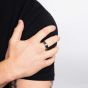 Fred Bennett Tungsten & Black Fibre Stripe Ring R3885
