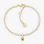 Tommy Hilfiger Yellow Gold Tone Plated Stainless Steel Cubic Zirconia Logo Charm Tennis Bracelet 2781093