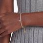 Tommy Hilfiger Yellow Gold Tone Plated Stainless Steel Cubic Zirconia Logo Charm Tennis Bracelet 2781093