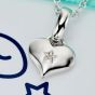 Little Star Girls Bella Silver Diamond Heart Pendant Necklace LSN0010