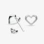 Kit Heath Love Silver Heart Fine Outline Stud Earrings 40530RP