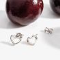 Kit Heath Love Silver Heart Fine Outline Stud Earrings 40530RP