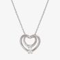 Nomination Cosmic Love White Rhodium Cubic Zirconia Large Double Heart Pendant Necklace 241708/004