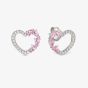 Nomination Shine Me Up Silver Pink & White Mixed Cut Cubic Zirconia Heart Stud Earrings 241903/004