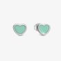 Nomination Emosfere Silver Tone Mint Enamel Heart Stud Earrings 134208/002