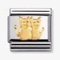 Nomination CLASSIC Gold Animals of Earth Two Cats Charm 030112/13