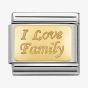 Nomination CLASSIC Gold Engraved Signs I Love Family Charm 030121/33