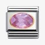 Nomination CLASSIC Gold Oval Faceted Cubic Zirconia Pink Charm 030601/003