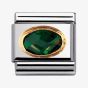 Nomination CLASSIC Gold Oval Faceted Cubic Zirconia Dark Green Charm 030601/027