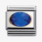 Nomination CLASSIC Gold Oval Faceted Cubic Zirconia Dark Blue Charm 030601/007