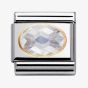 Nomination CLASSIC Gold Oval Faceted Cubic Zirconia White Charm 030601/010