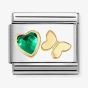 Nomination Classic Green Cubic Zirconia Heart Gold Butterfly Charm 030613/15