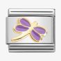Nomination CLASSIC Composable Gold Lilac Enamel Dragonfly Charm 030285/55