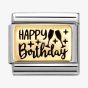 Nomination CLASSIC Gold & Black Happy Birthday Charm 030166/60